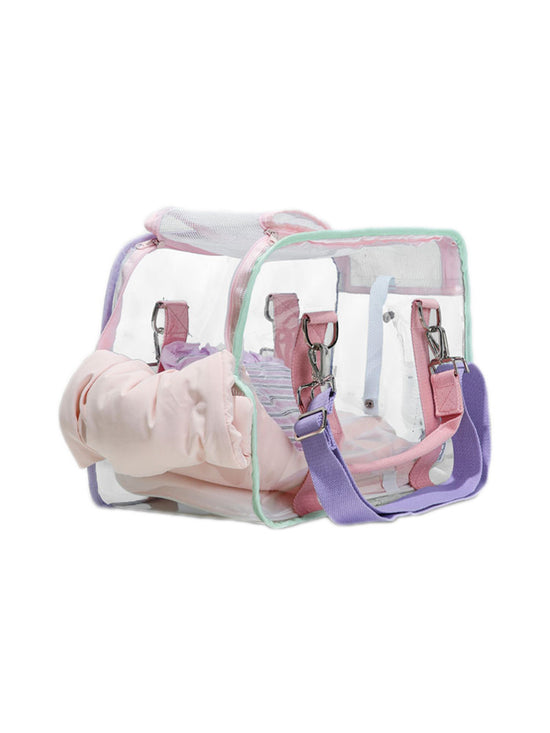 BOLSA TRANSPARENTE PARA GATOS ESTILO MACARON, BOLSA PARA GATOS CRUZADA DIAGONAL, BOLSA DE PLAYA PARA GATOS