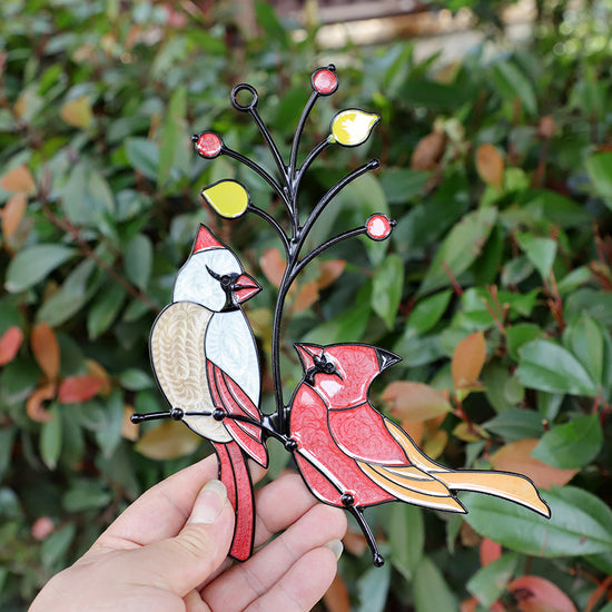 COLGANTE DE CUATRO PÁJAROS, ARTÍSTICO, DE ALEACIÓN, PARA DECORACIÓN DE VENTANA