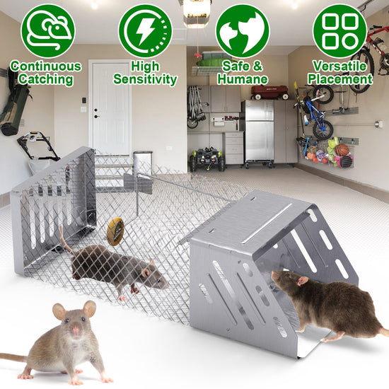 1 PIEZA TRAMPA AUTOMÁTICA CONTINUA PARA RATONES – JAULA DE UNA SOLA PUERTA, TRAMPA HUMANA PARA ANIMALES VIVOS, INTERIOR Y EXTERIOR, PARA PEQUEÑOS ROEDORES COMO RATONES Y TOPOS