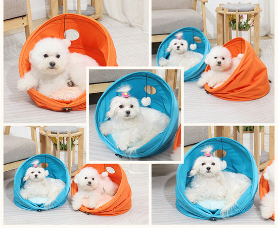 JAULA CILÍNDRICA DE TELA OXFORD PARA GATOS Y PERROS