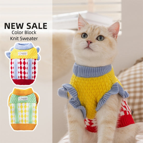 EL NUEVO ESTILO DE 25 AÑOS DE SUÉTER DE PIÑA TEJIDO CON BLOQUES DE COLOR SE HA TRANSFORMADO EN ROPA CÁLIDA PARA MASCOTAS PARA GATITOS Y GATOS ALEMANES EN OTOÑO E INVIERNO