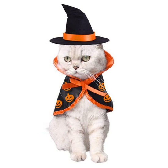 CAPA Y SOMBRERO DE HALLOWEEN PARA MASCOTAS PARA PERROS – DISFRAZ LINDO PARA MASCOTAS, ROPA DE COSPLAY PARA FIESTA DE HALLOWEEN, CAPA DECORATIVA PARA GATOS, VESTIDO FESTIVO.