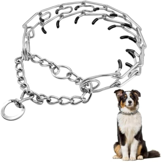 COLLAR DE PINCHAZO GRANDE PARA PERROS, COLLAR DE ENTRENAMIENTO CON PINZAS, PARA PERROS MEDIANOS Y PEQUEÑOS, ACERO INOXIDABLE AJUSTABLE CON PUNTAS DE GOMA CÓMODAS, SUMINISTROS PARA MASCOTAS